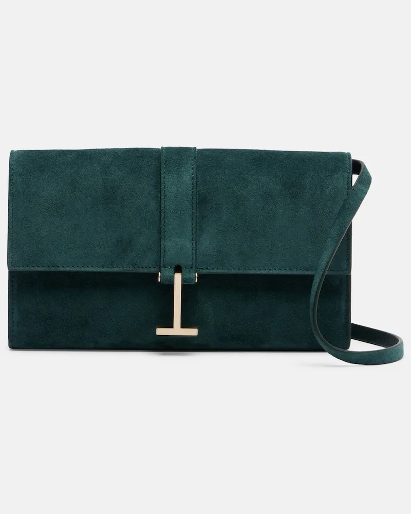 Tom Ford Schultertasche Kara Mini aus Veloursleder Grün