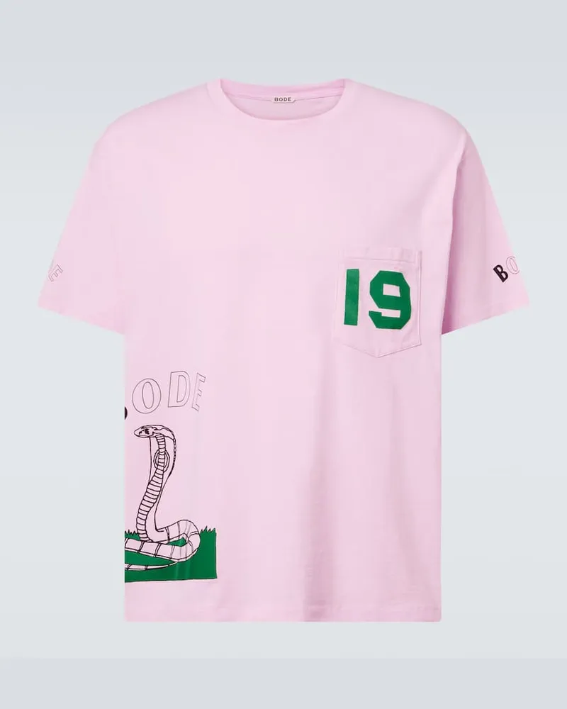 BODE T-Shirt Cobra aus Baumwoll-Jersey Rosa