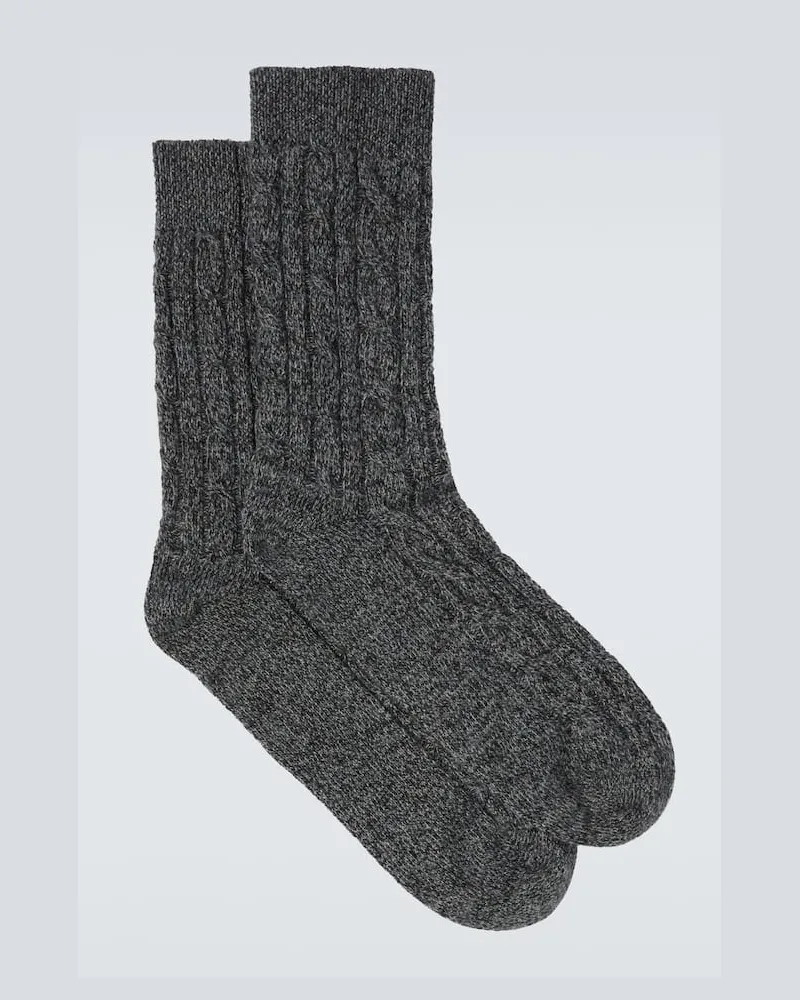 Loro Piana Socken Treccia aus Kaschmir Grau