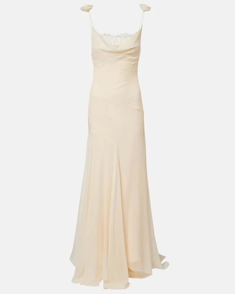 De La Vali Bridal Robe Dia aus Seidenchiffon Weiß