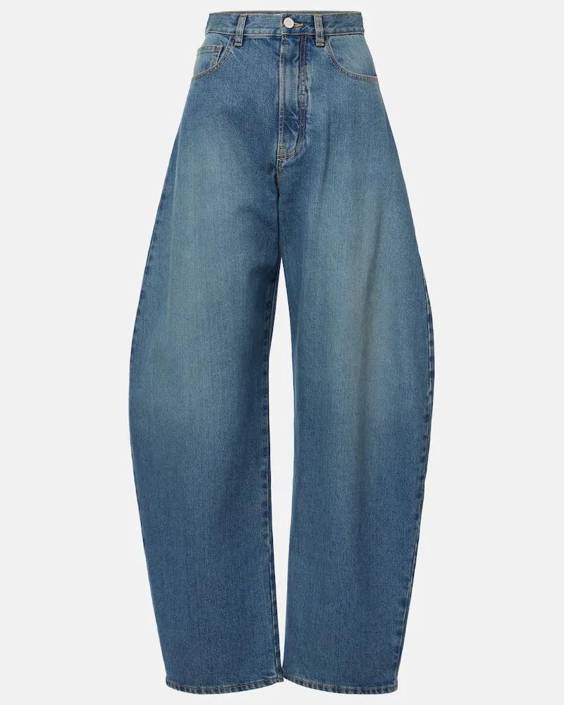 Alaïa Alaïa High-Rise Barrel Jeans Blau
