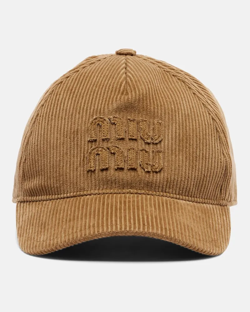 Miu Miu Baseballcap aus Baumwollsamt Braun