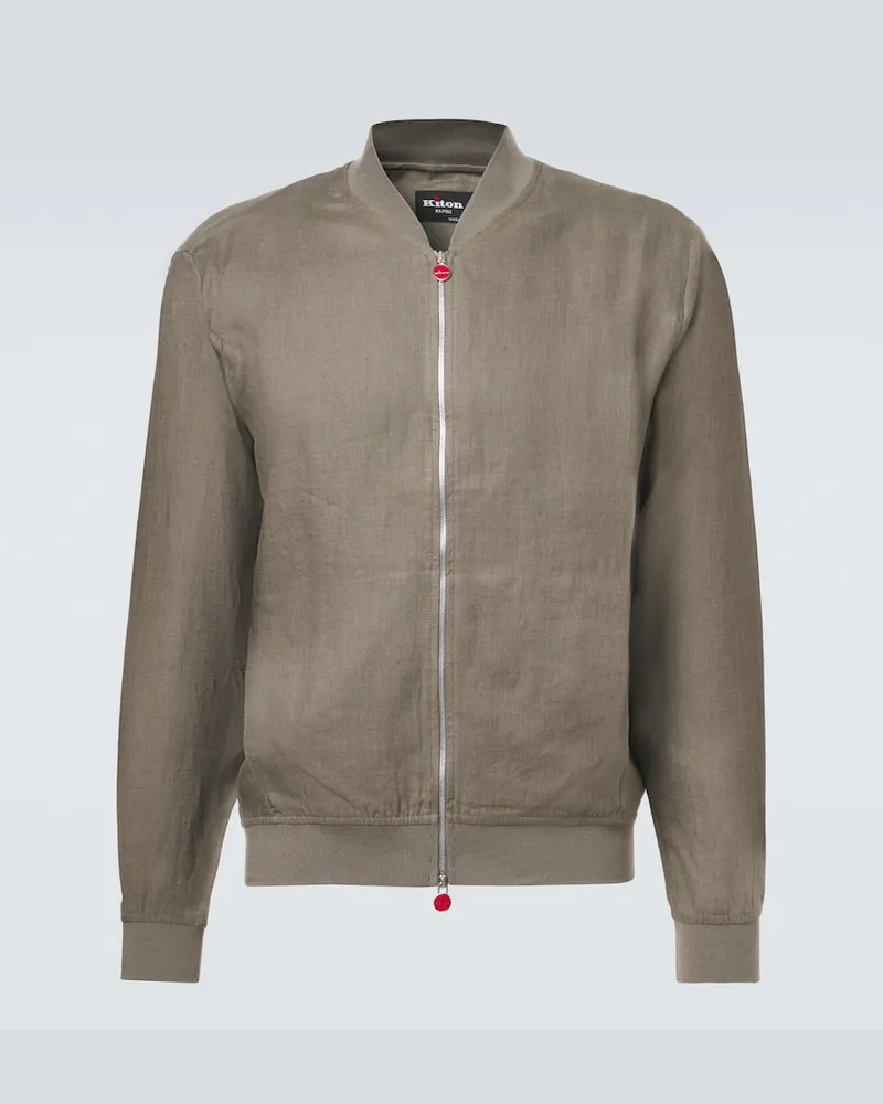 Kiton Bomberjacke aus Leinen Grün