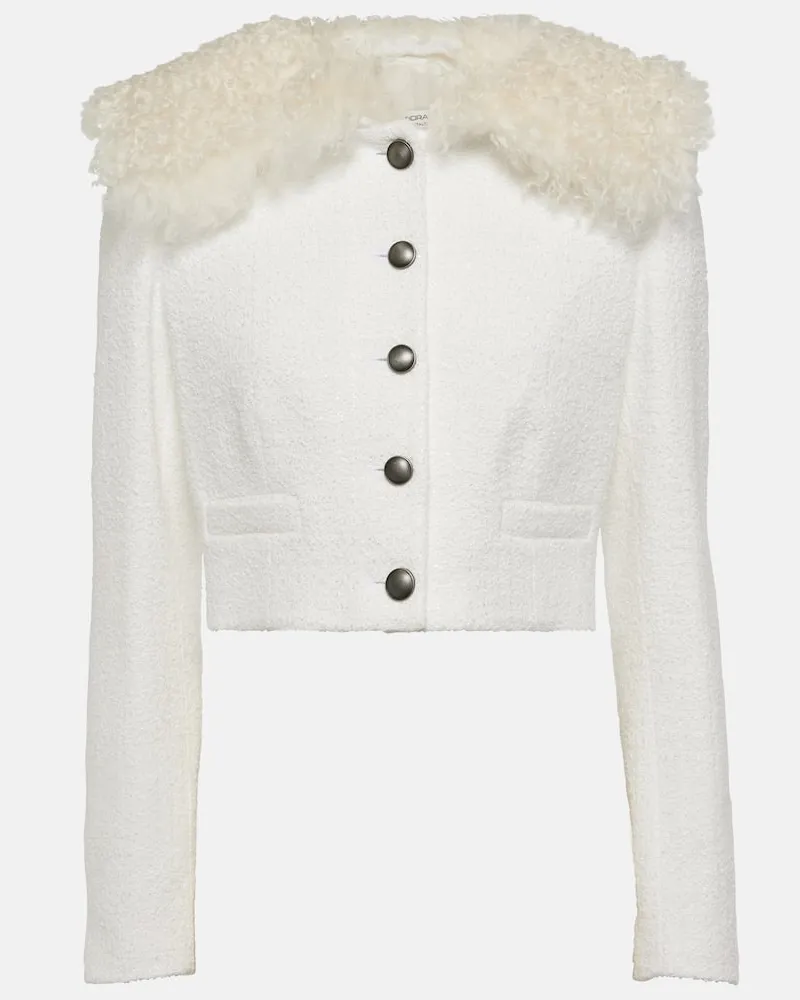 Alessandra Rich Cropped-Jacke aus Tweed Weiß