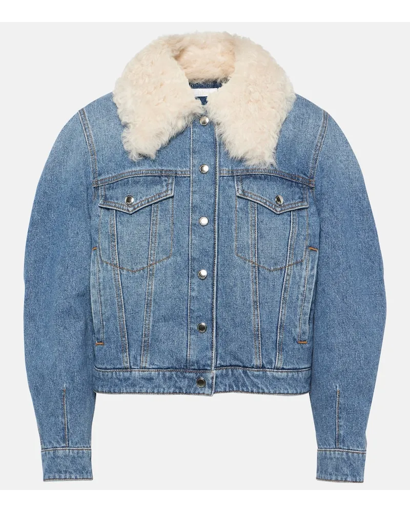 Chloé Chloe Jeansjacke mit Shearling Blau