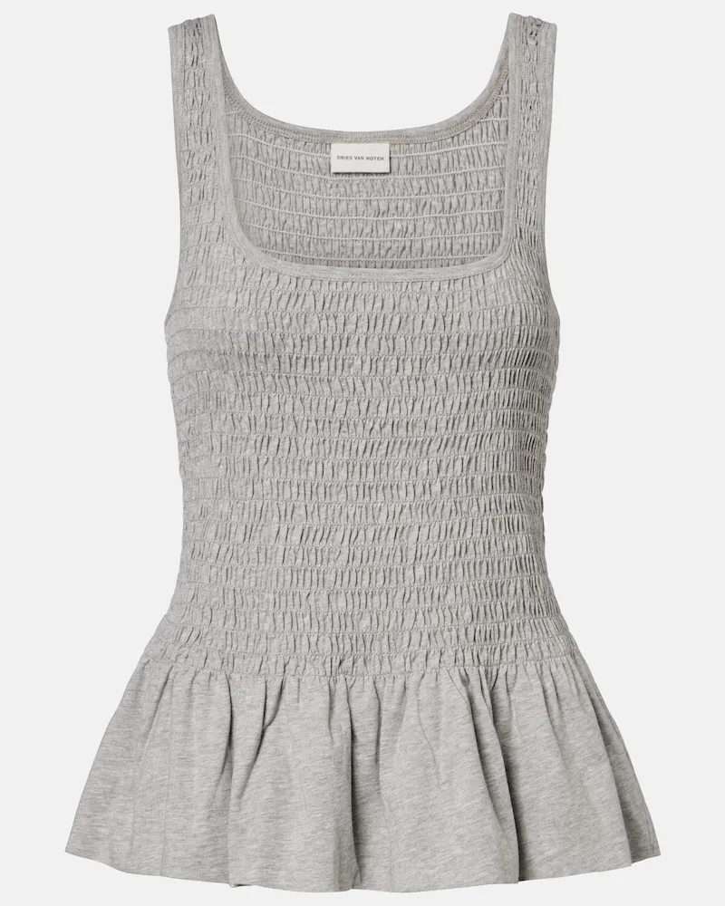 Dries van Noten Top aus Baumwoll-Jersey Grau