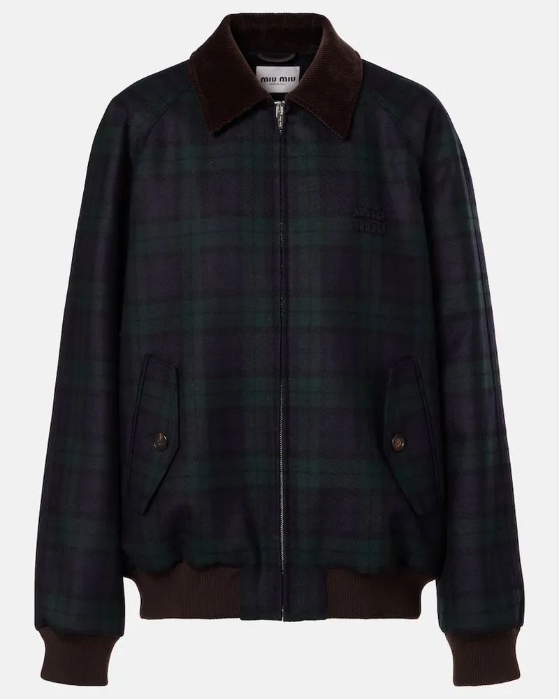 Miu Miu Blouson aus Schurwoll-Twill mit Cord Blau