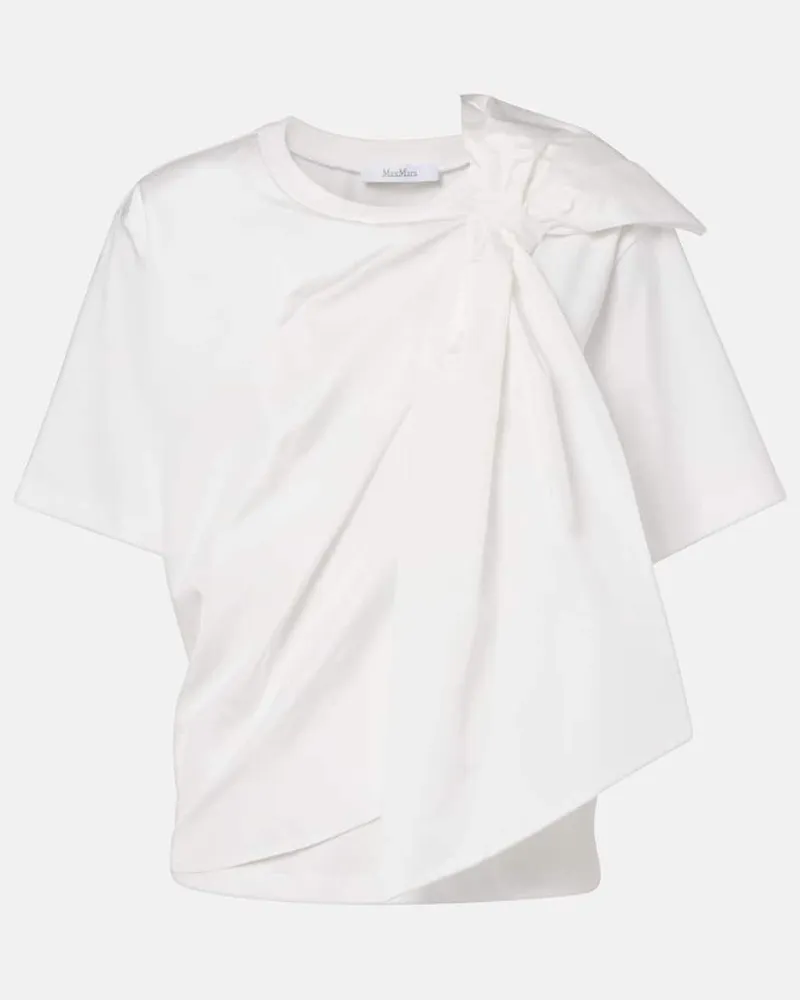 Max Mara T-Shirt Colle aus Baumwoll-Jersey Weiß