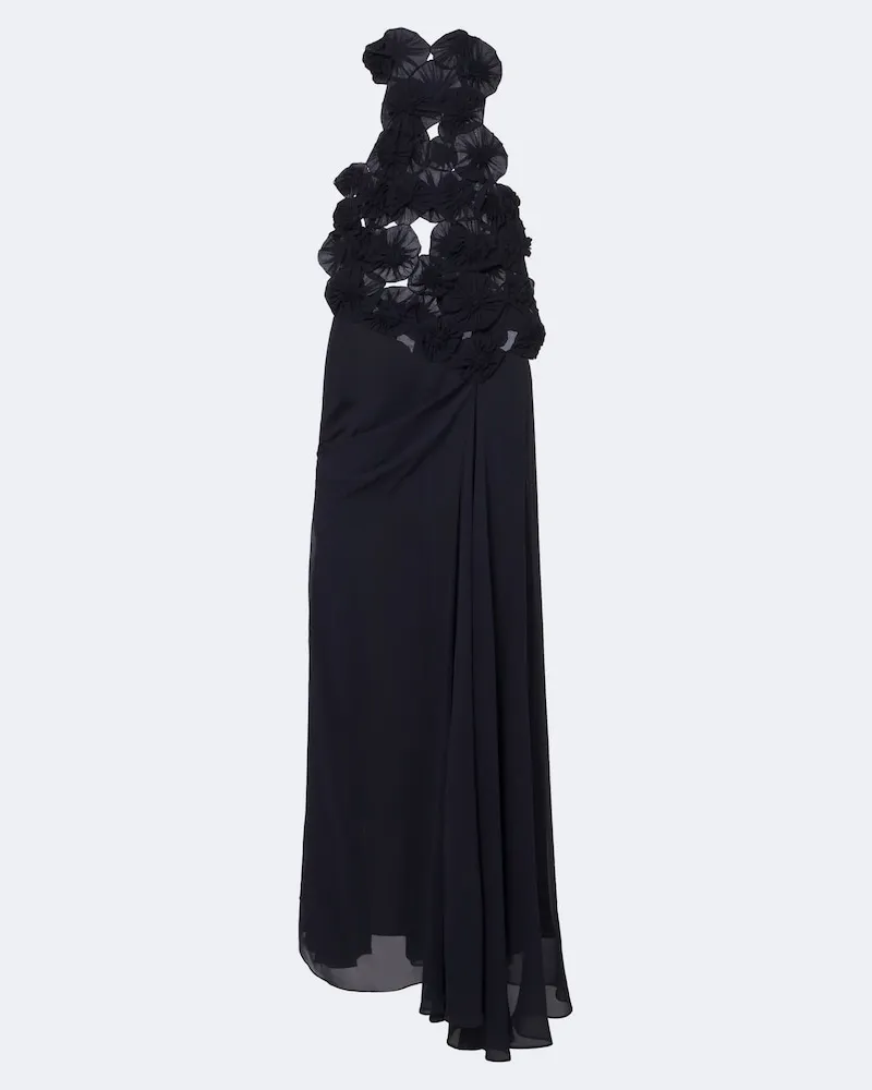 Victoria Beckham Verzierte Robe aus Seide Blau