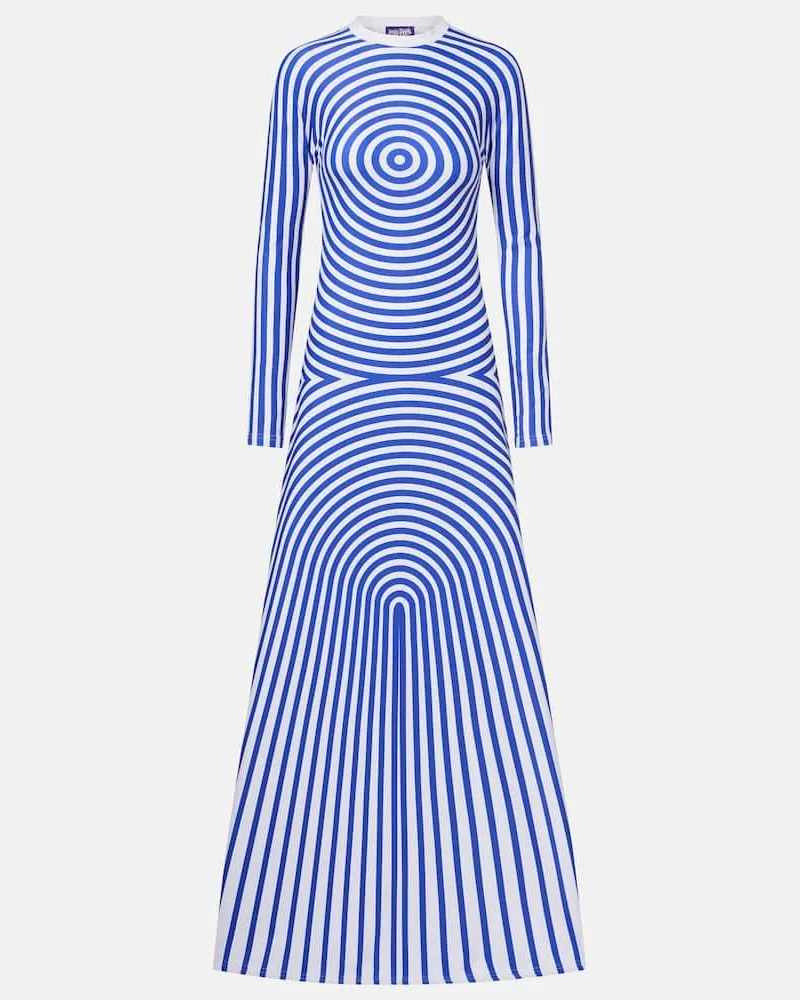 Jean Paul Gaultier Bedrucktes Maxikleid aus Jersey Weiß
