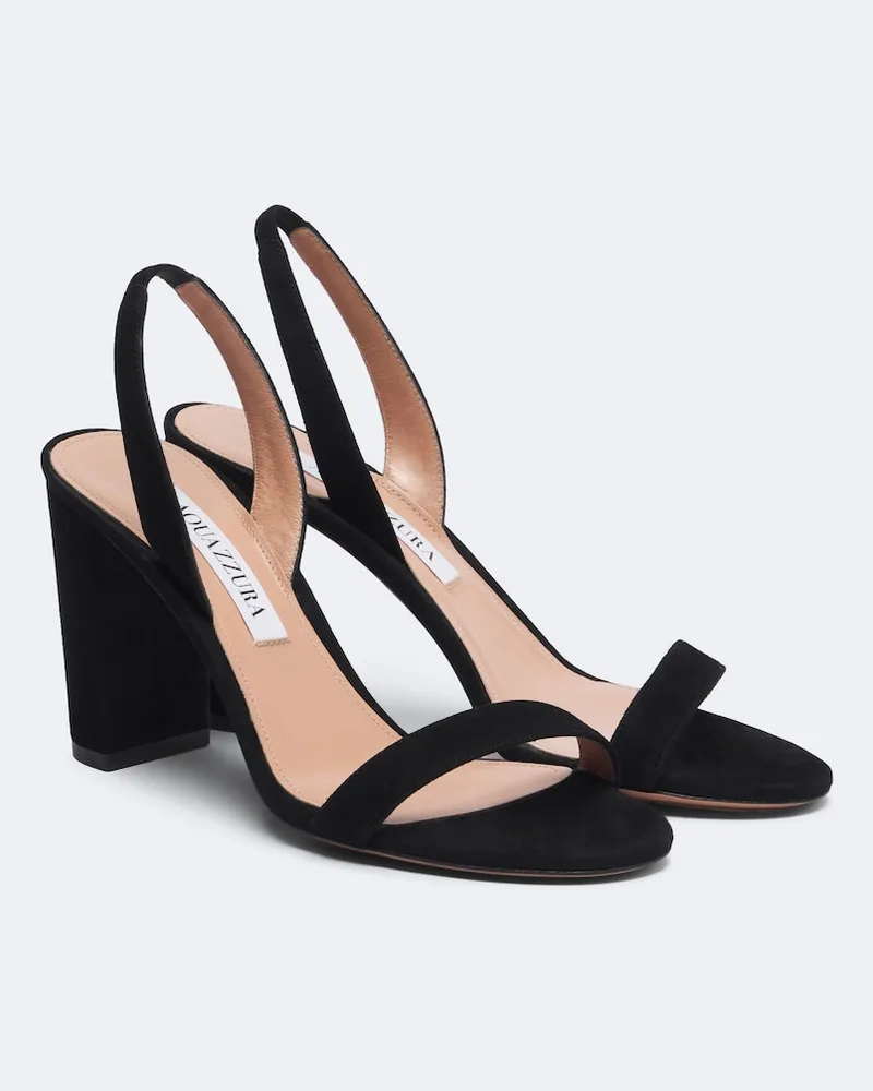 Aquazzura Slingback-Sandalen So Nude 85 aus Veloursleder Schwarz