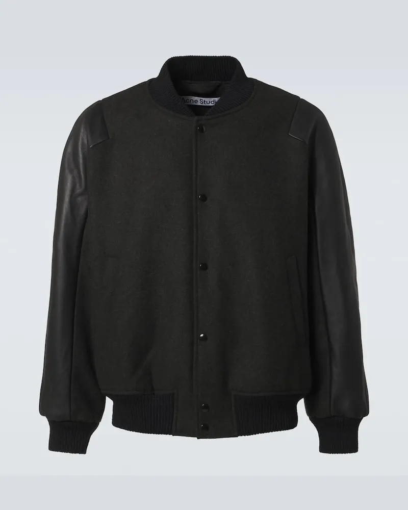 Acne Studios Bomberjacke aus Twill mit Leder Grau