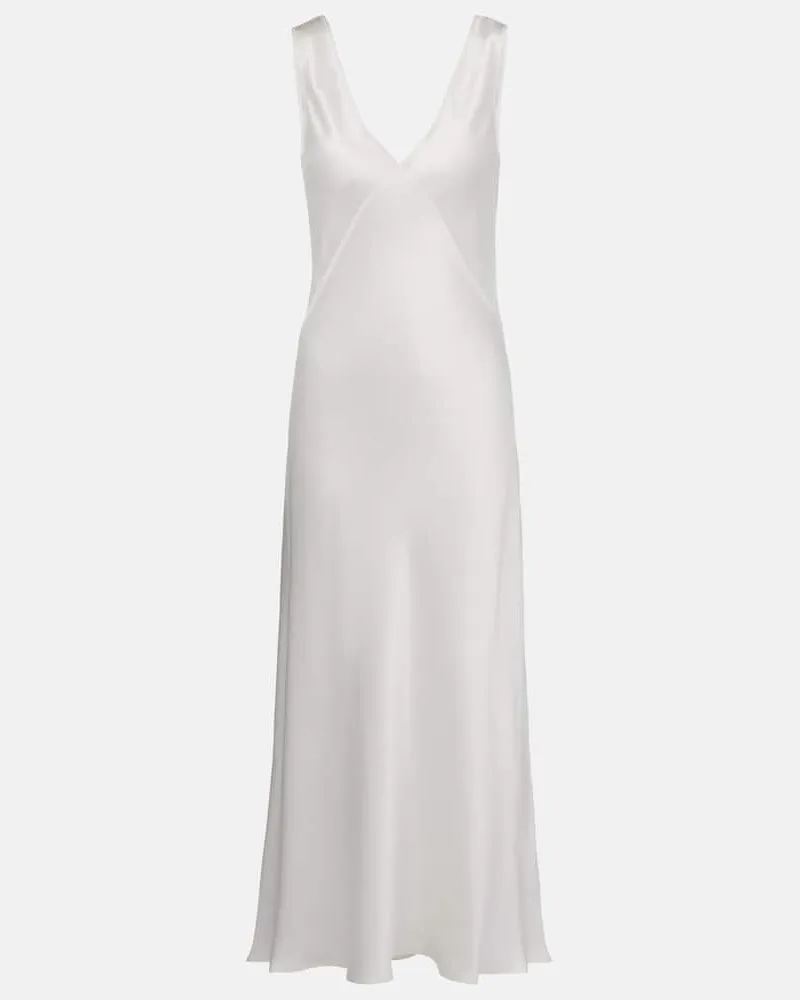ASCENO Slipdress Bordeaux aus Seidensatin Weiß