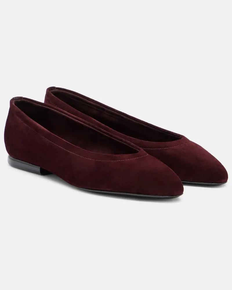 Loro Piana Ballerinas Primula aus Veloursleder Burgunderrot