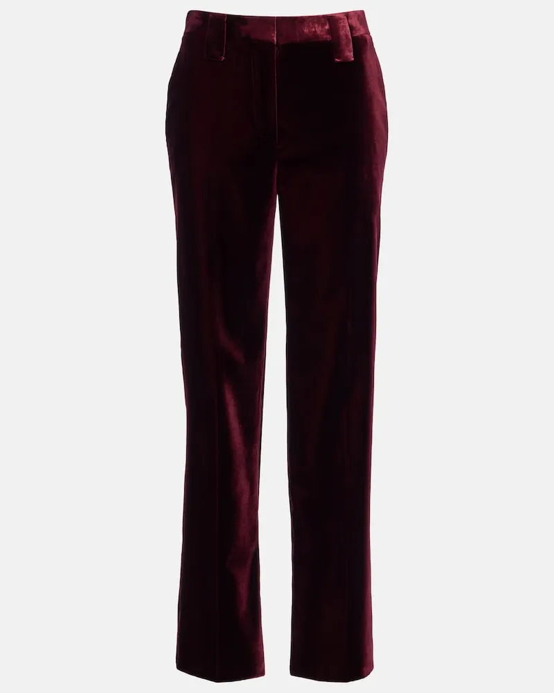 Versace Gerade Hose Medusa aus Samt Burgunderrot