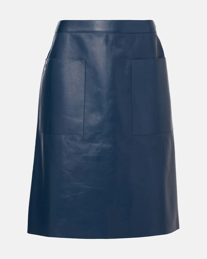 Ferragamo Bleistiftrock aus Leder Blau