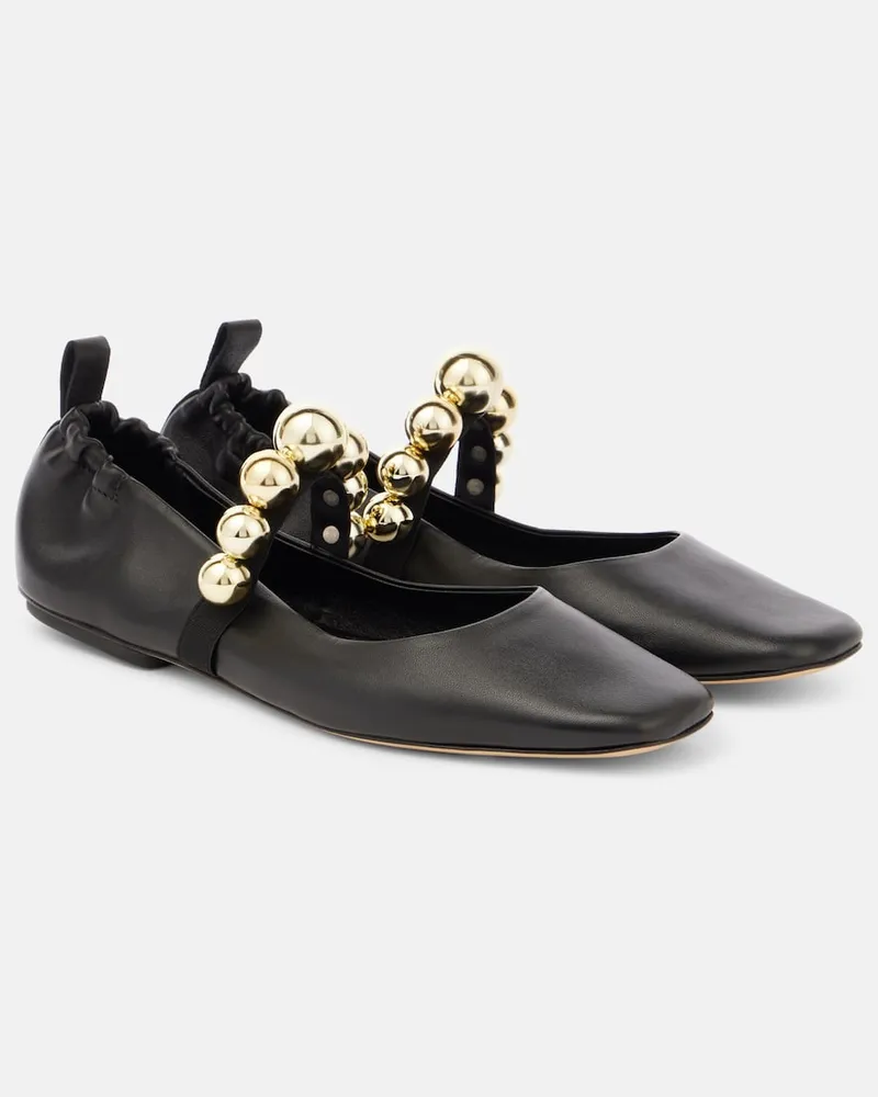 SOULIERS MARTINEZ Mary-Jane-Ballerinas Flamenca aus Leder Schwarz