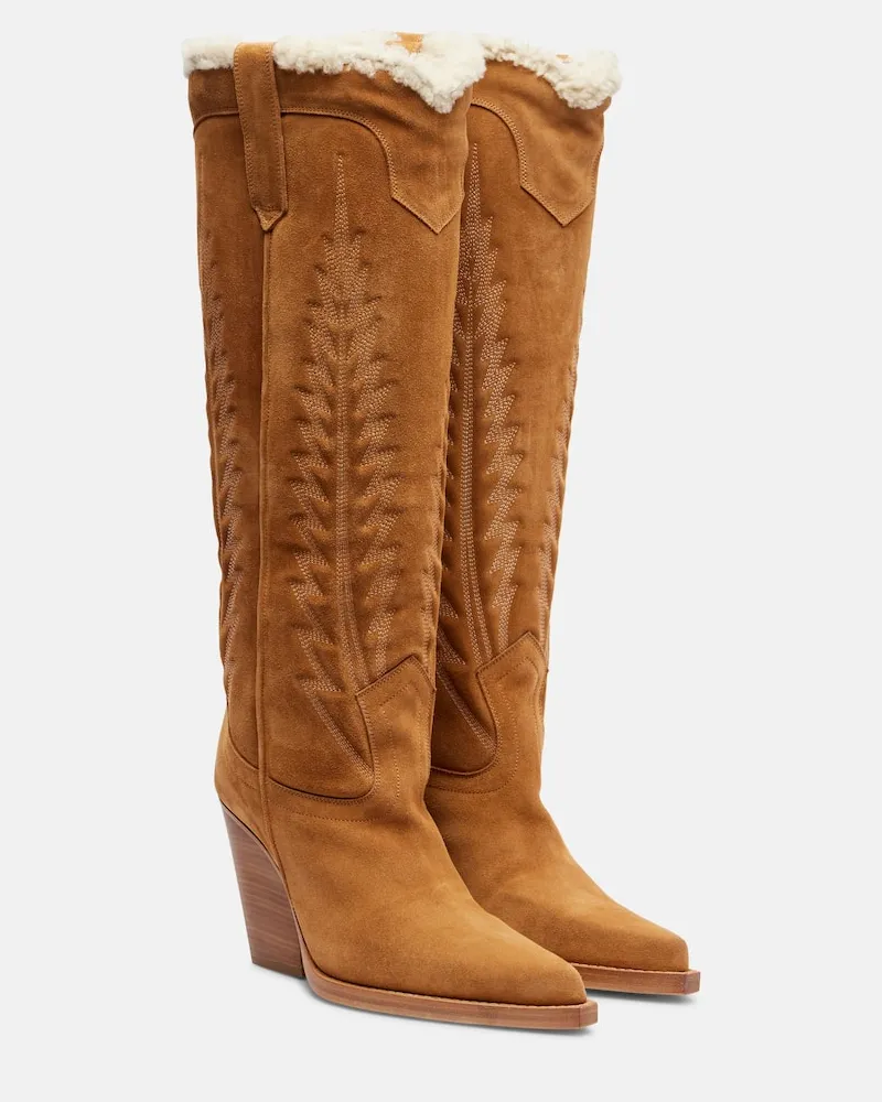Paris Texas Westernstiefel Winter El Dorado aus Veloursleder Braun