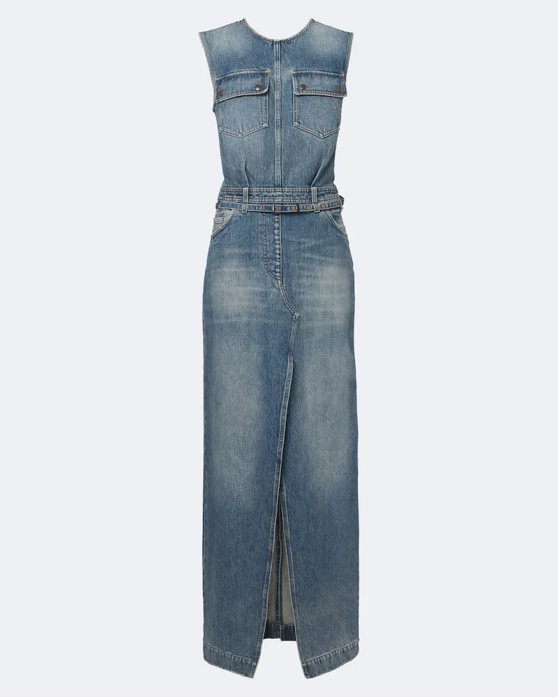 Dries van Noten Maxikleid aus Denim Blau