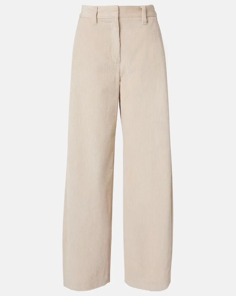 Brunello Cucinelli Weite Hose aus Baumwoll-Cord Weiß