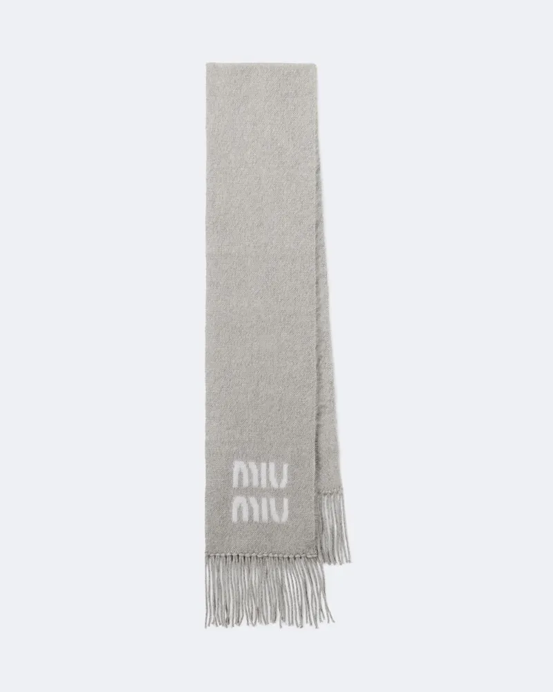 Miu Miu Schal aus einem Mohair- und Wollgemisch Grau