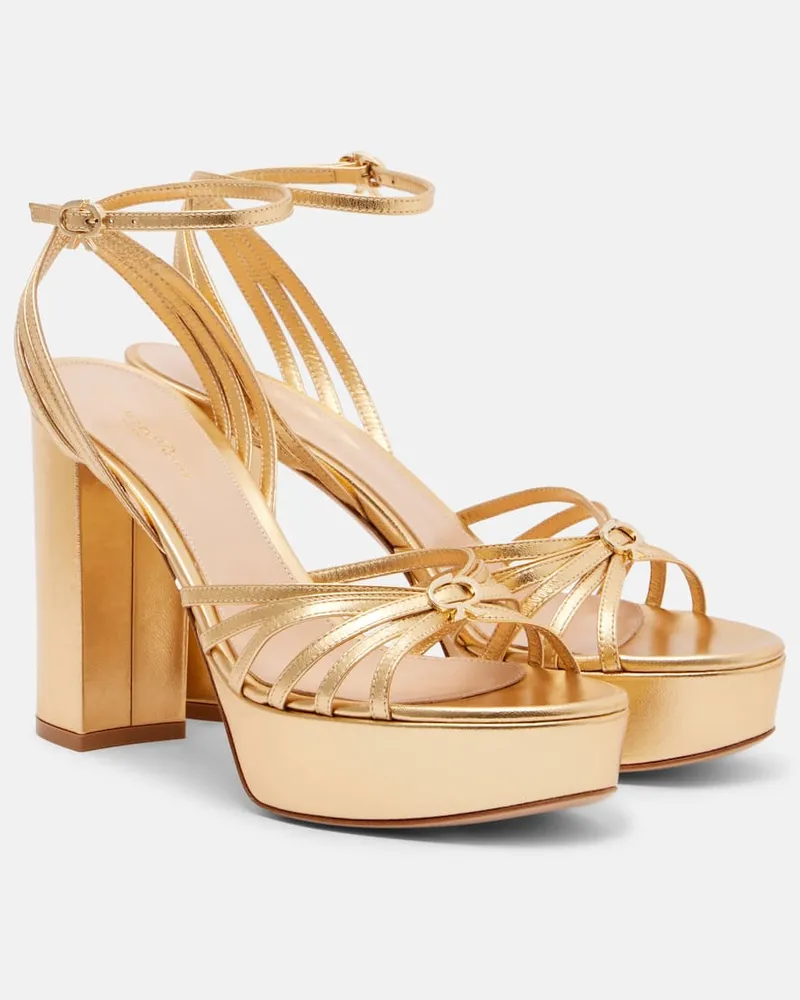 Gianvito Rossi Plateausandalen Rita 70 aus Metallic-Leder Gold