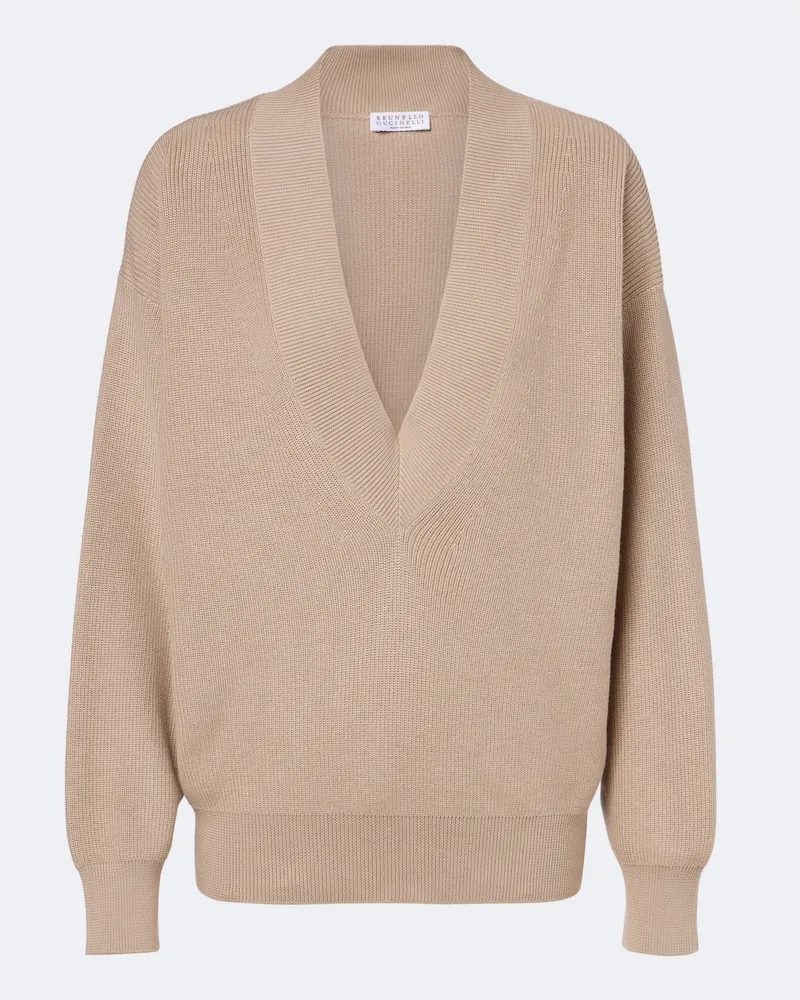 Brunello Cucinelli Pullover Monili aus Baumwolle Beige
