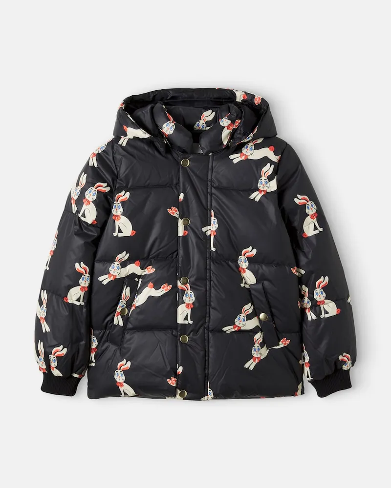 Mini Rodini Bedruckte wattierte Jacke Schwarz