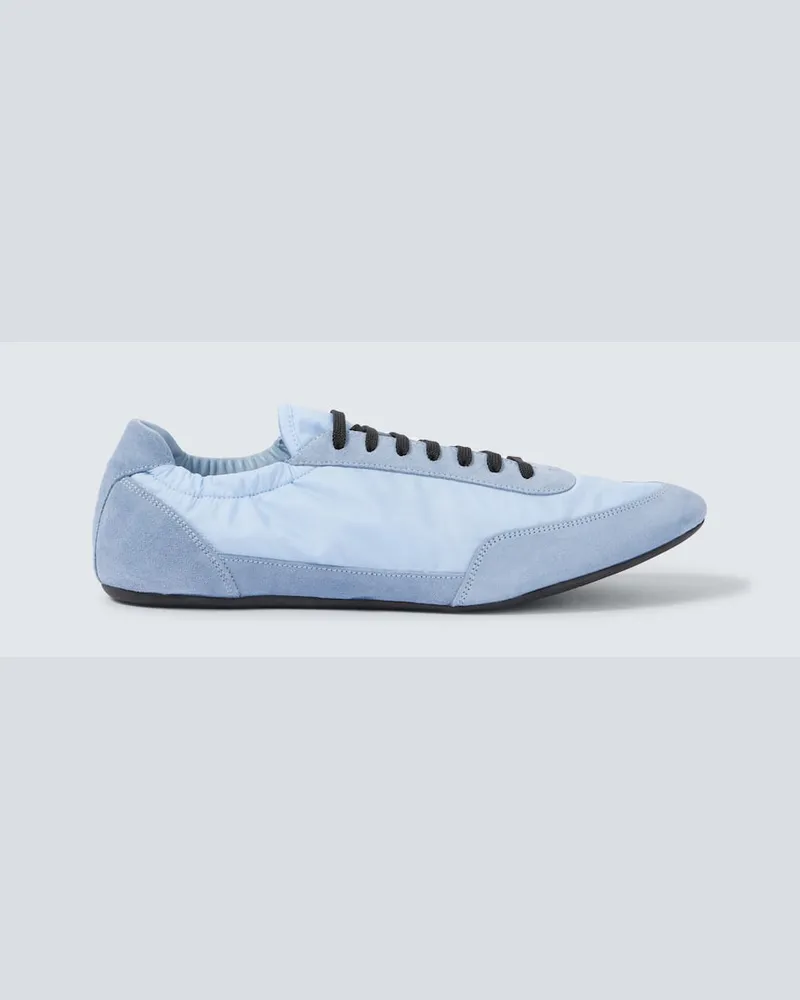 Prada Sneakers Collapse aus Re-Nylon und Veloursleder Blau