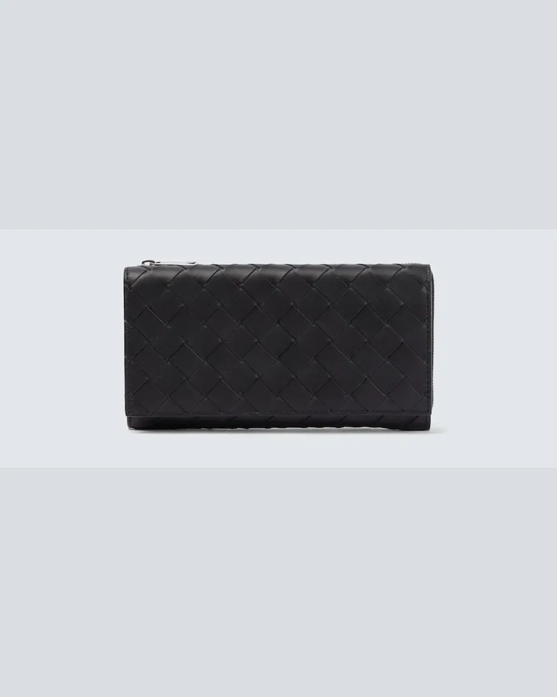 Bottega Veneta Portemonnaie Intrecciato aus Leder Schwarz