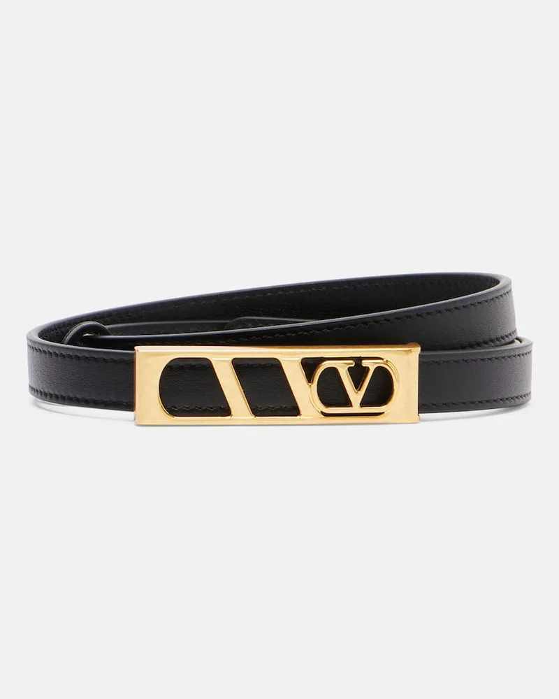 Valentino Garavani Gürtel VLogo Signature aus Leder Schwarz