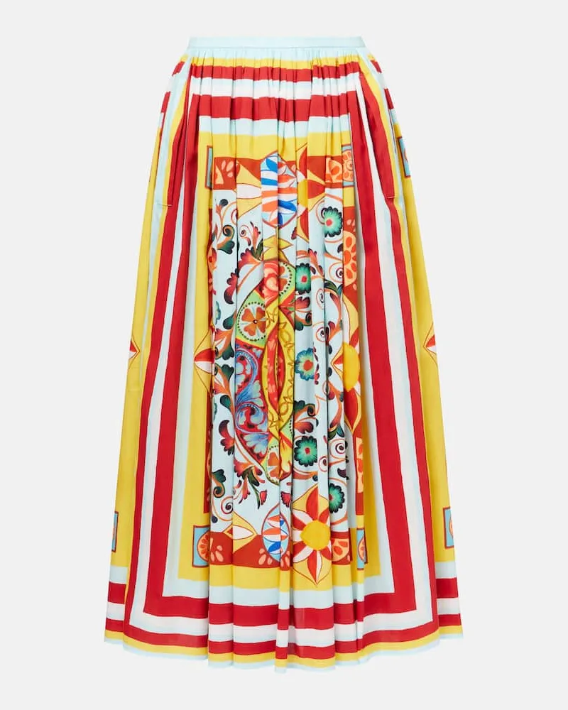 Dolce & Gabbana Plissierter Midirock aus Baumwolle Multicolor