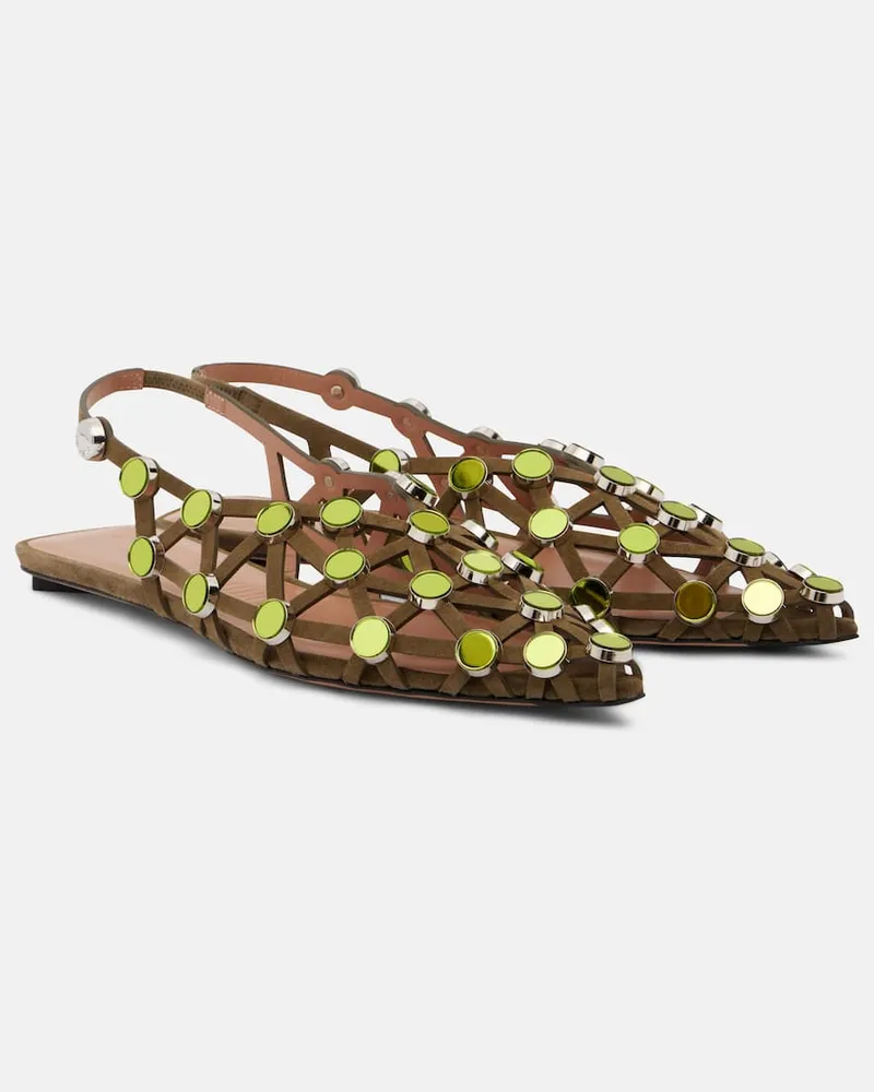 ATTICO Verzierte Ballerinas Grid Braun
