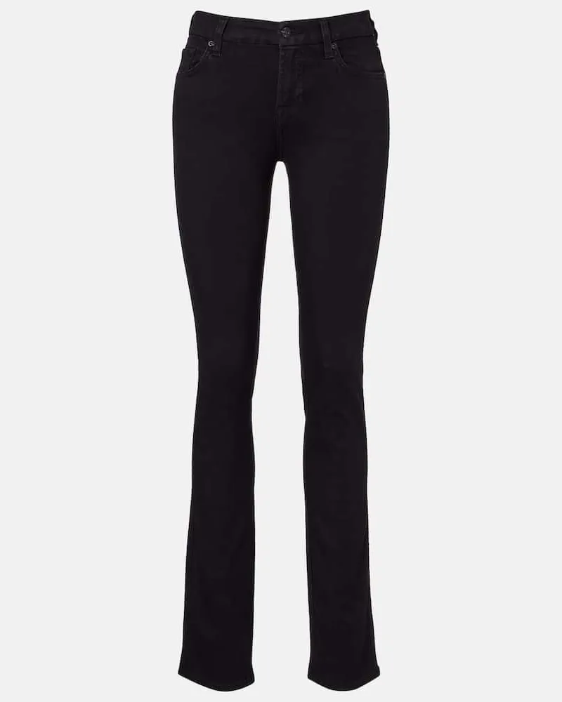 7 for all mankind Mid-Rise Slim Jeans Kimmie Straight Schwarz