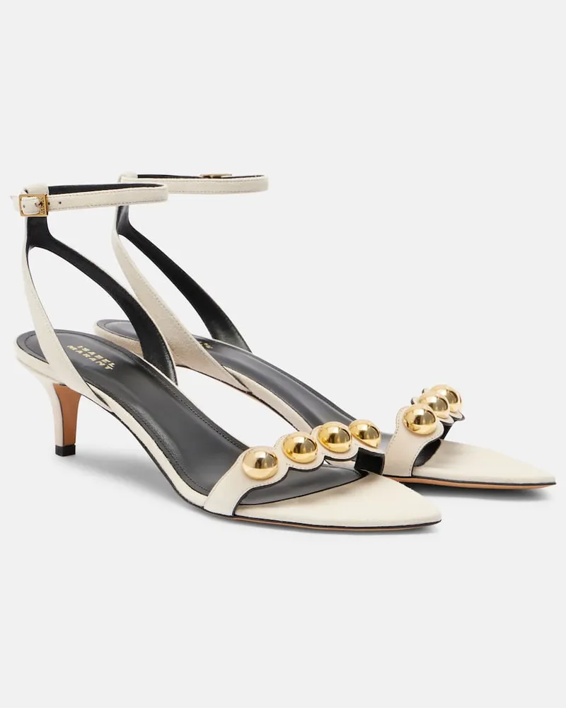 Isabel Marant Sandalen Arolee aus Veloursleder Weiß