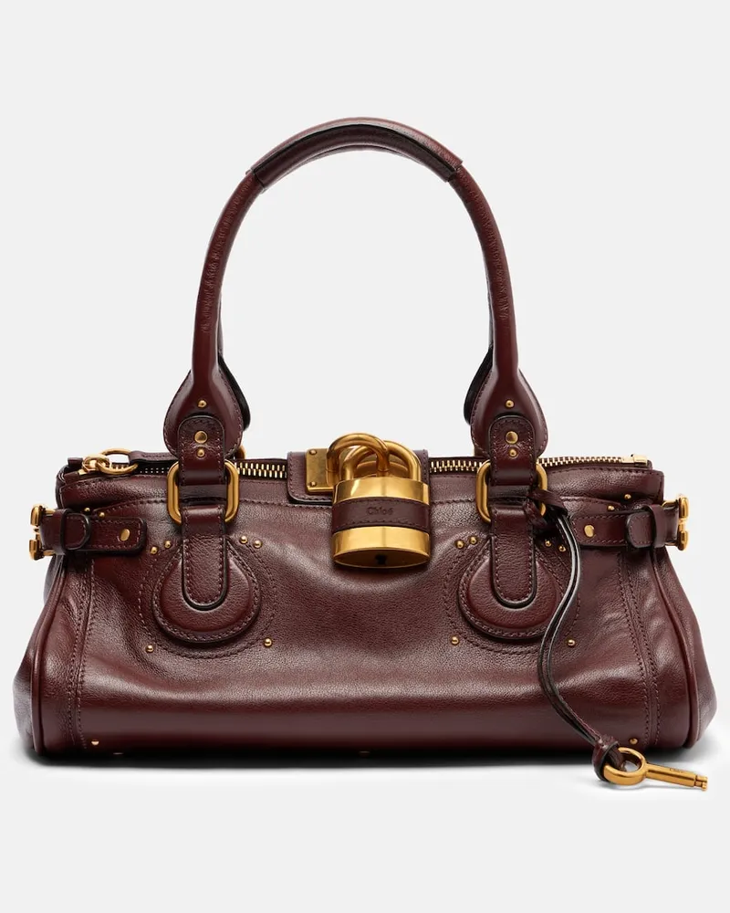 Chloé Chloé Schultertasche Paddington aus Leder Burgunderrot
