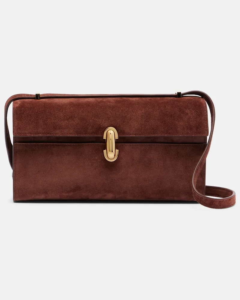 SAVETTE Schultertasche Symmetry 26 aus Veloursleder Braun