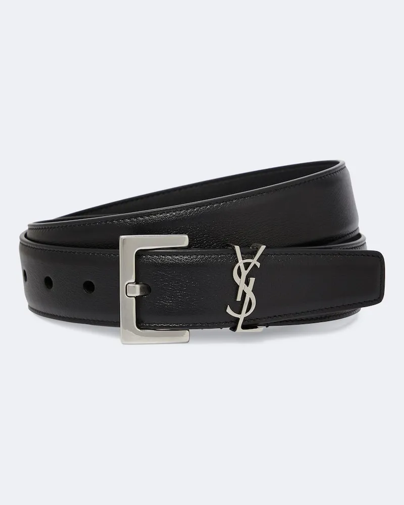 Saint Laurent Gürtel Cassandre aus Leder Schwarz