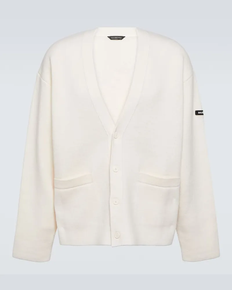 Balenciaga Cardigan aus einem Wollgemisch Weiß