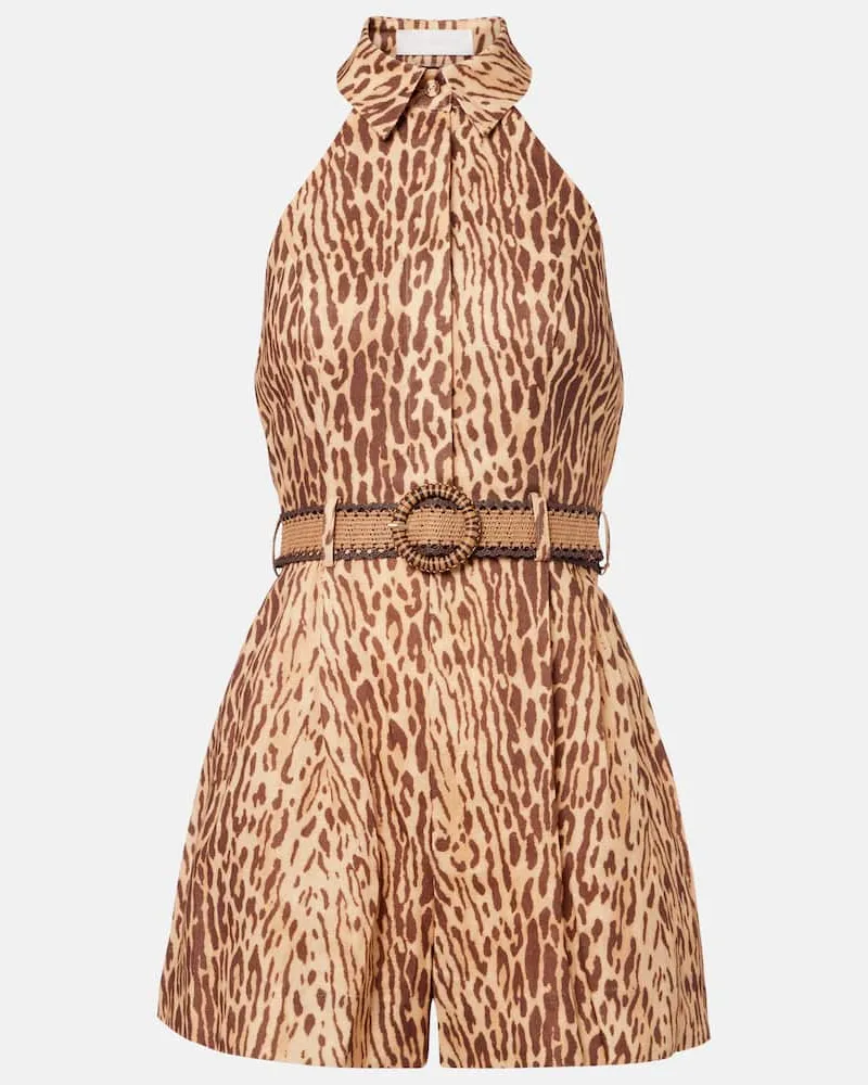 Zimmermann Bedruckter Playsuit aus Leinen Multicolor