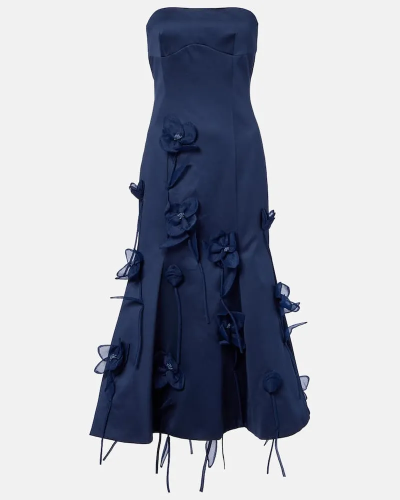 ROTATE Birger Christensen Midikleid aus Satin Blau