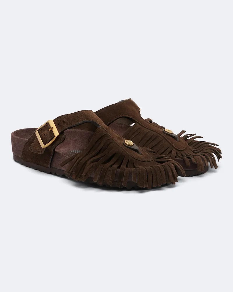 Etro X Birkenstock Sandalen Gizeh aus Veloursleder Braun
