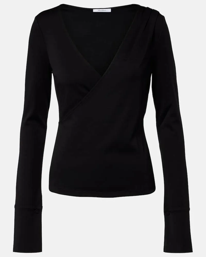 Max Mara Wickeltop Adagio aus Schurwolle Schwarz
