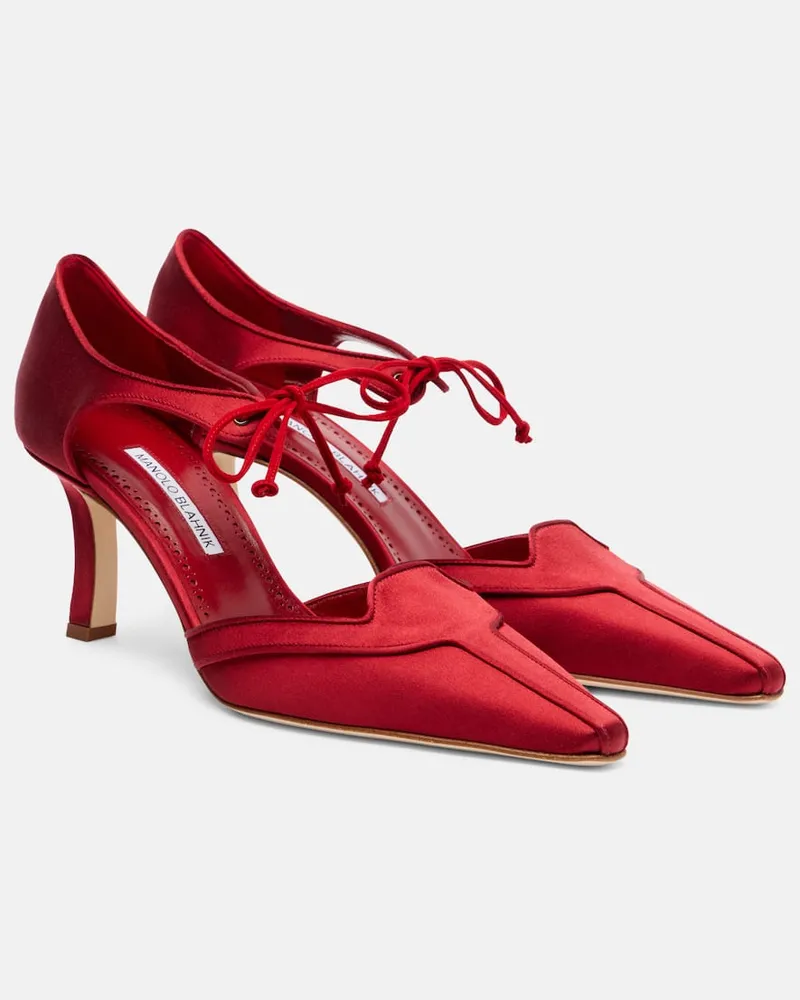 Manolo Blahnik Pumps Orata 70 aus Satin Rot