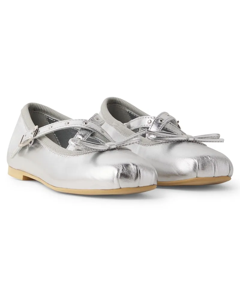 Monnalisa Ballerinas aus Metallic-Leder Silber