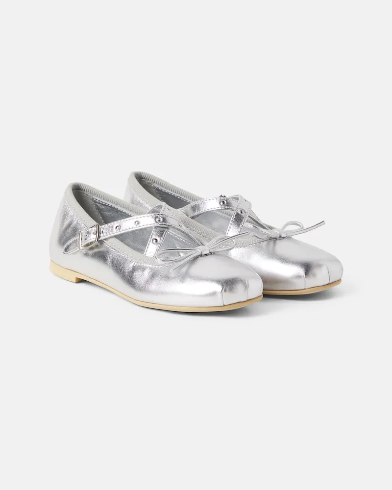 Monnalisa Ballerinas aus Metallic-Leder Silber