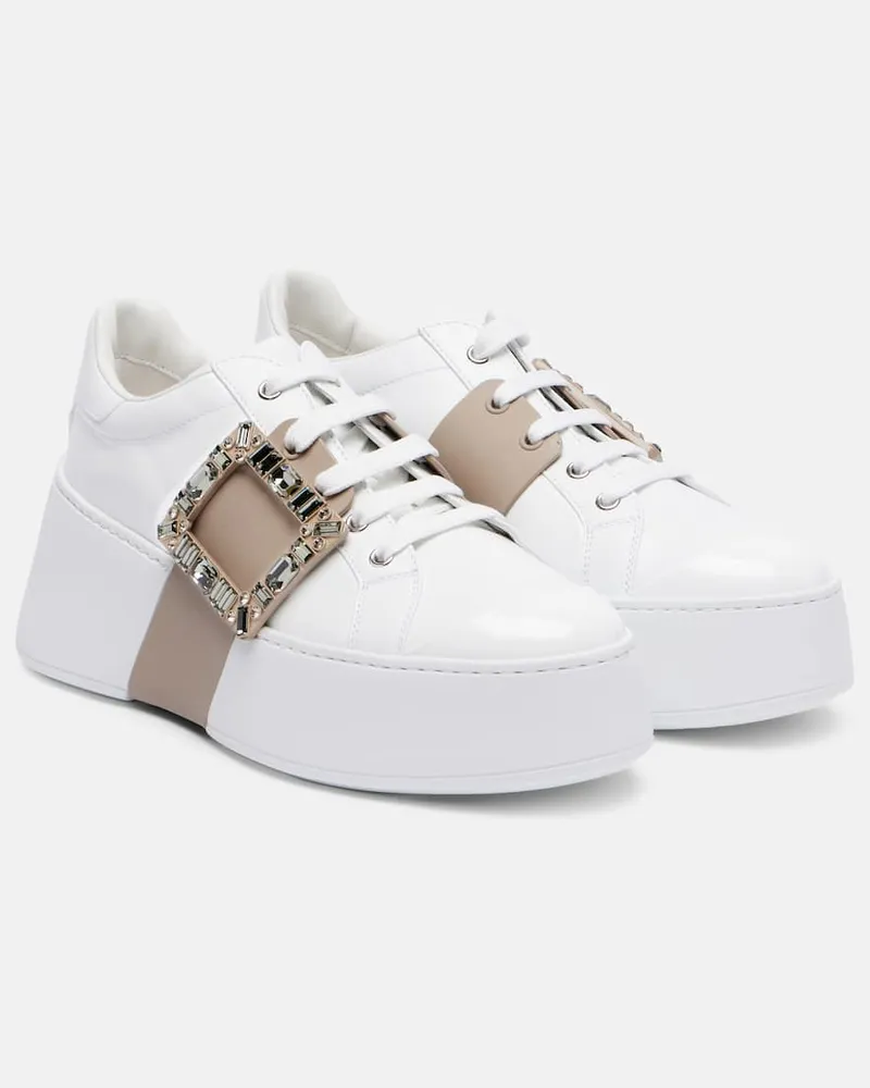 Roger Vivier Verzierte Sneakers Viv' Skate aus Leder Weiß