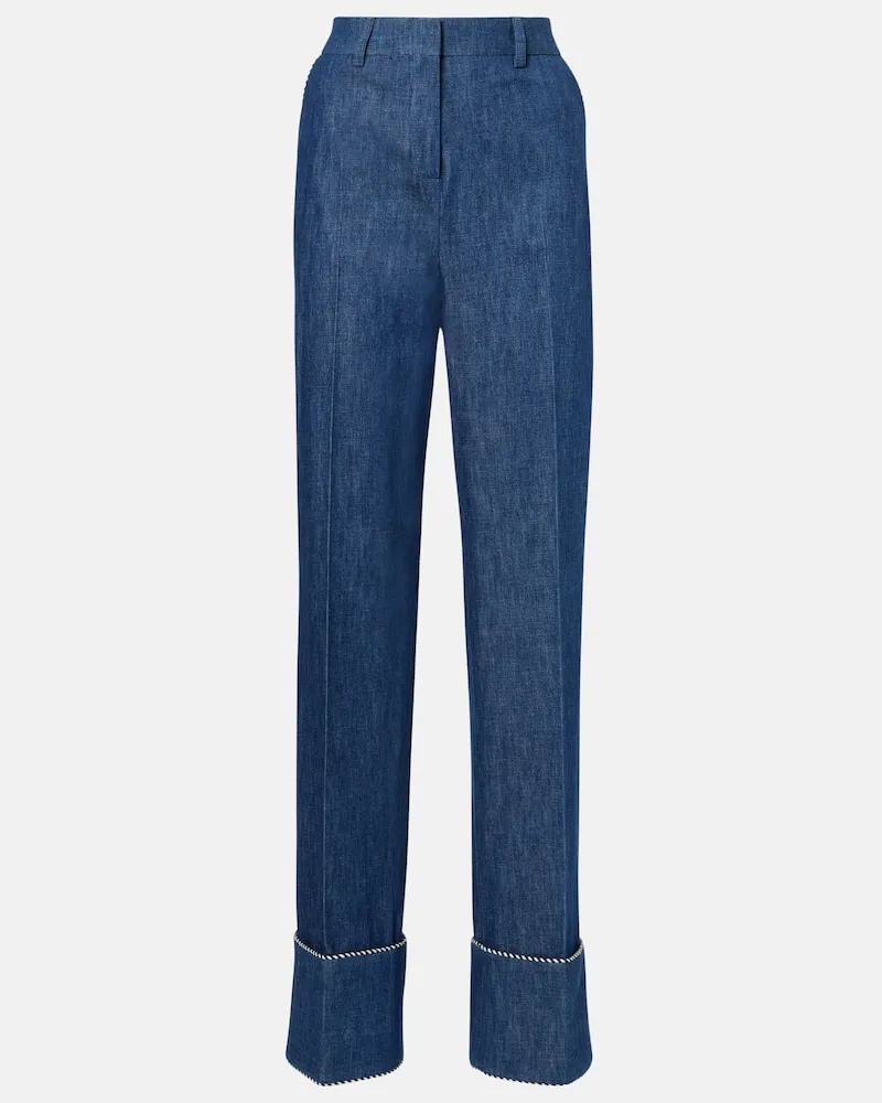 Valentino Garavani Gerade Hose aus Chambray Blau