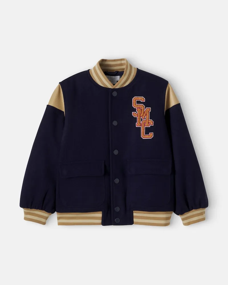 Stella McCartney Kids Collegejacke aus einem Wollgemisch Blau