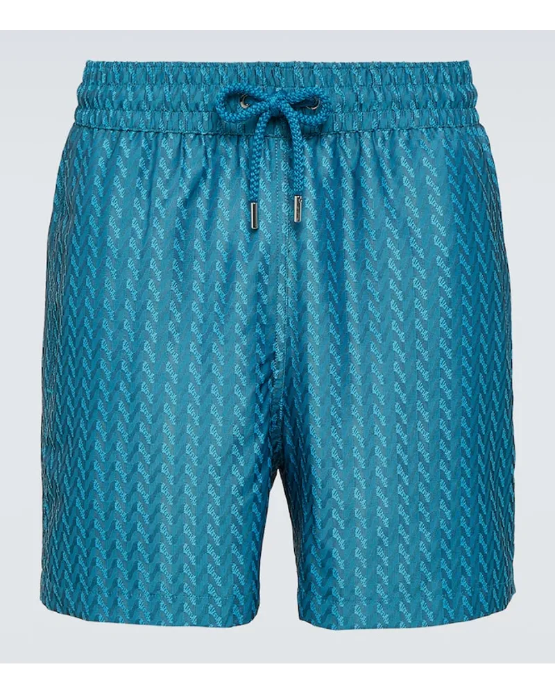 Frescobol Carioca Badeshorts Copacabana aus Jacquard Blau